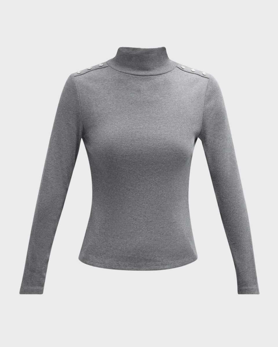 Nate Buttoned Mock-Neck Top